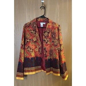 Coldwater Creek Women's Floral Lightweight Artsy Jacket Size 1X Multi Color EUC